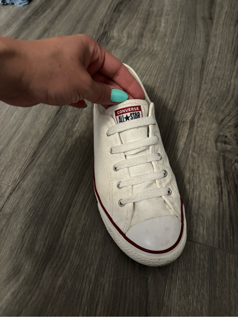 Converse White Canvas Low Top Sneaker with Red Trim